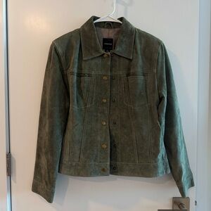 Elegant Green Suede Leather Jacket